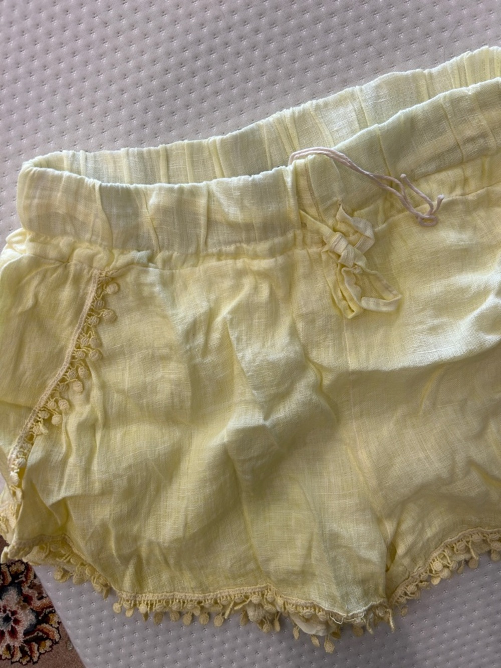 Yellow Linen Shorts-One Size Fits most